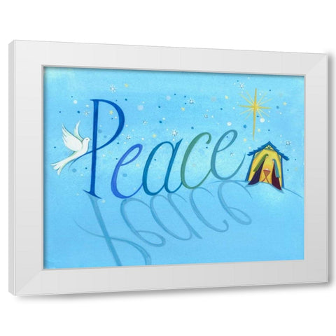 Peace White Modern Wood Framed Art Print by P.S. Art Studios