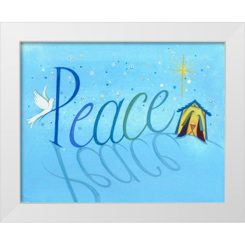 Peace White Modern Wood Framed Art Print by P.S. Art Studios