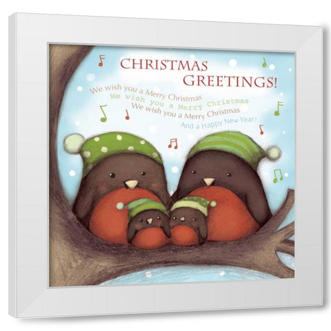 Christmas Greetings White Modern Wood Framed Art Print by P.S. Art Studios