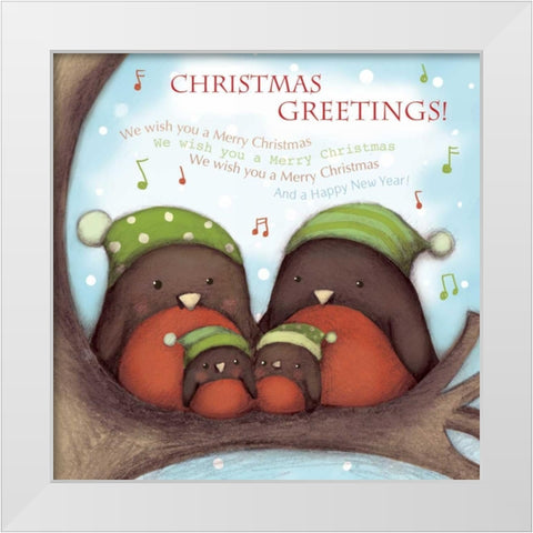 Christmas Greetings White Modern Wood Framed Art Print by P.S. Art Studios