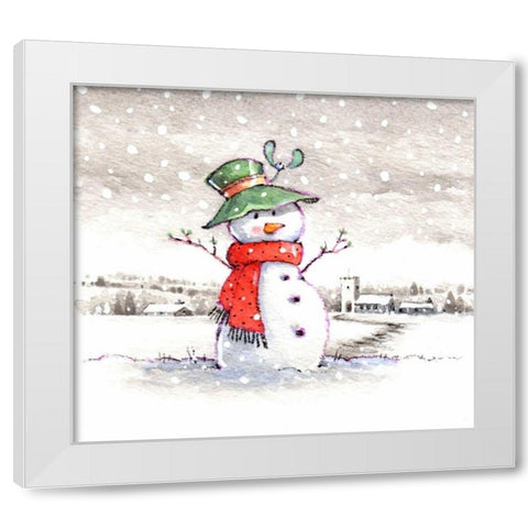 Snow Fun White Modern Wood Framed Art Print by P.S. Art Studios