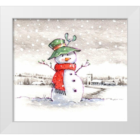 Snow Fun White Modern Wood Framed Art Print by P.S. Art Studios