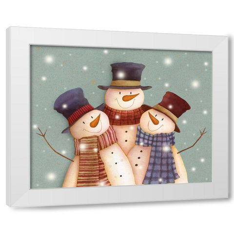 Friends - Snowmen White Modern Wood Framed Art Print by P.S. Art Studios