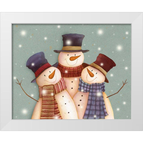 Friends - Snowmen White Modern Wood Framed Art Print by P.S. Art Studios