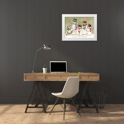 Let It Snow White Modern Wood Framed Art Print by P.S. Art Studios