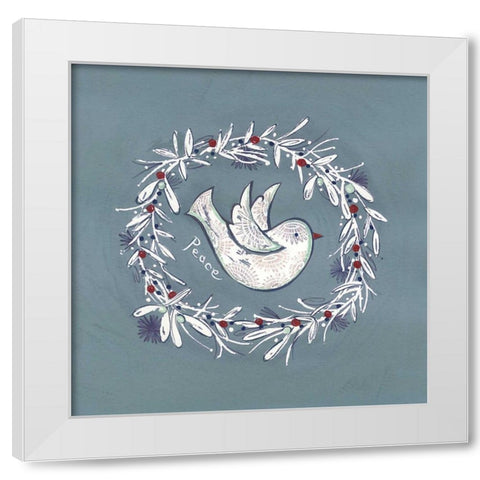 Bird Wreath White Modern Wood Framed Art Print by P.S. Art Studios