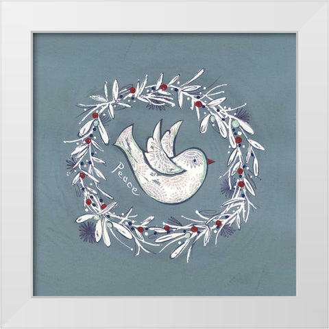 Bird Wreath White Modern Wood Framed Art Print by P.S. Art Studios