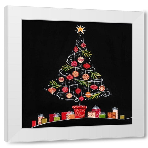 Christmas Tree White Modern Wood Framed Art Print by P.S. Art Studios