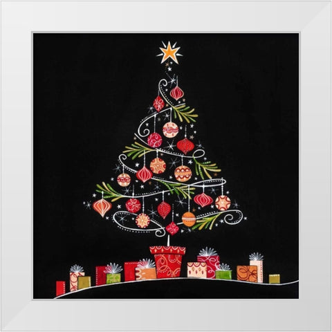 Christmas Tree White Modern Wood Framed Art Print by P.S. Art Studios