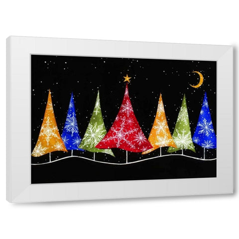 Holiday Trees White Modern Wood Framed Art Print by P.S. Art Studios