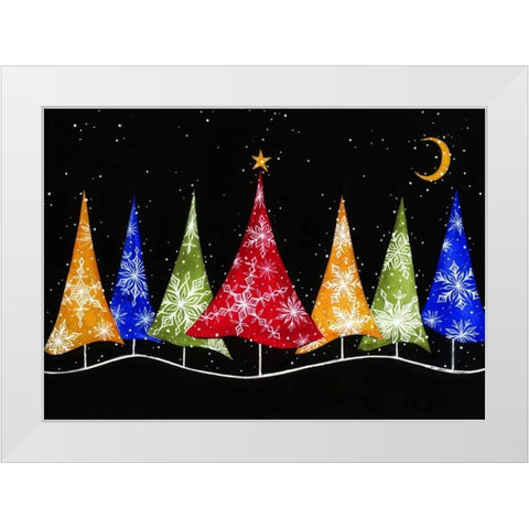 Holiday Trees White Modern Wood Framed Art Print by P.S. Art Studios