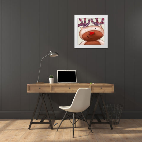 Reindeer White Modern Wood Framed Art Print by P.S. Art Studios