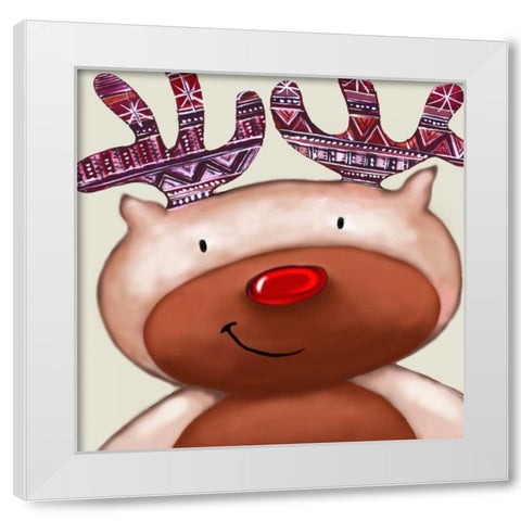 Reindeer White Modern Wood Framed Art Print by P.S. Art Studios