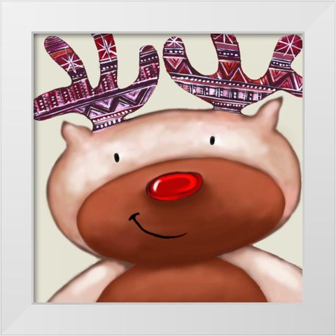 Reindeer White Modern Wood Framed Art Print by P.S. Art Studios
