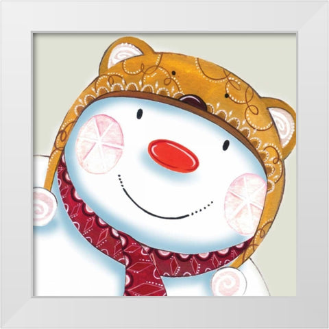 Delightful Snowman White Modern Wood Framed Art Print by P.S. Art Studios