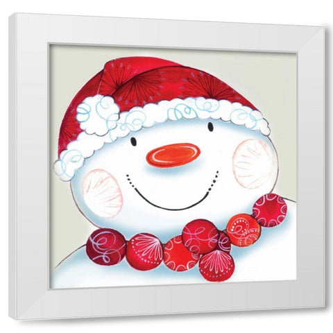 Holiday Snowman White Modern Wood Framed Art Print by P.S. Art Studios