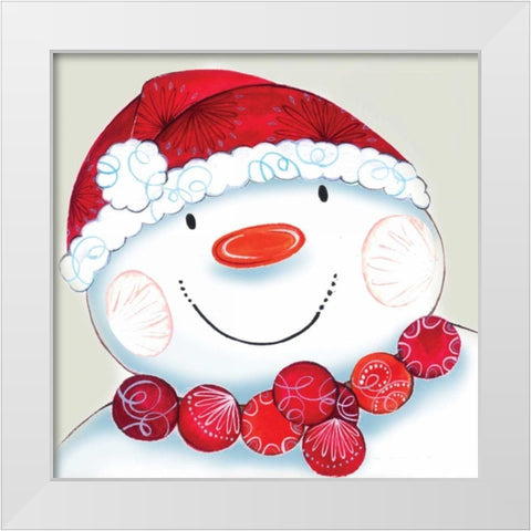 Holiday Snowman White Modern Wood Framed Art Print by P.S. Art Studios
