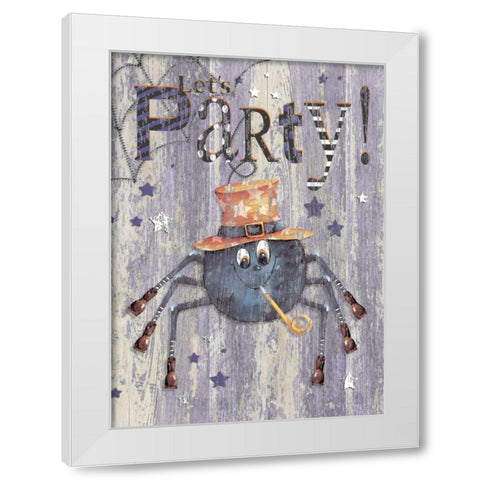 Party Spider White Modern Wood Framed Art Print by P.S. Art Studios