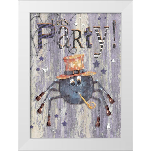 Party Spider White Modern Wood Framed Art Print by P.S. Art Studios