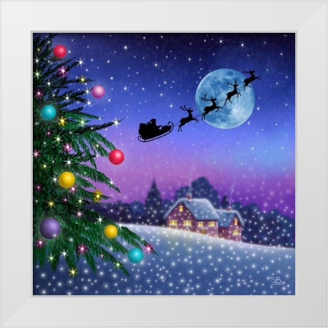 To All a Goodnight White Modern Wood Framed Art Print by P.S. Art Studios