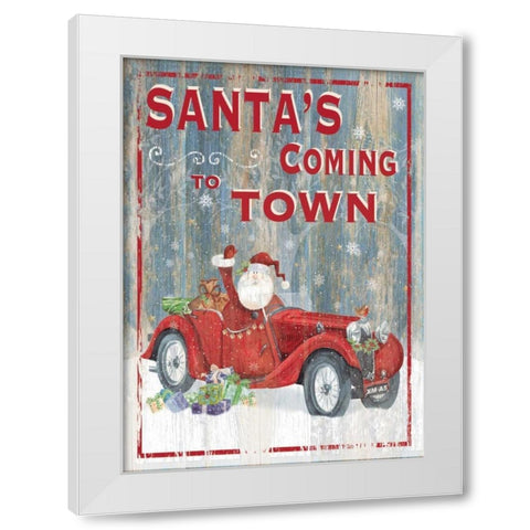 Santas Coming to Town White Modern Wood Framed Art Print by P.S. Art Studios