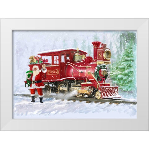 Christmas Train White Modern Wood Framed Art Print by P.S. Art Studios