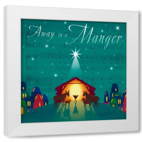Away in a Manger White Modern Wood Framed Art Print by P.S. Art Studios