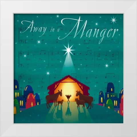 Away in a Manger White Modern Wood Framed Art Print by P.S. Art Studios