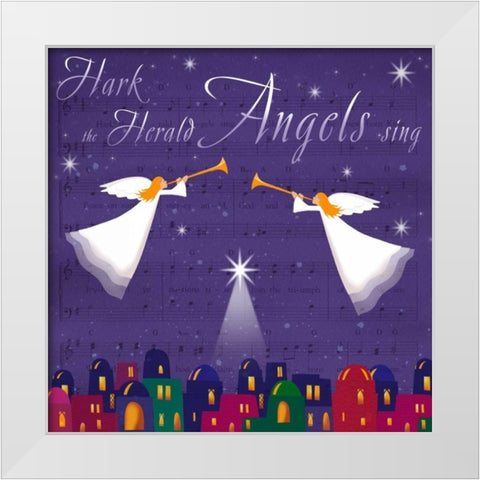 Hark the Herald Angles White Modern Wood Framed Art Print by P.S. Art Studios