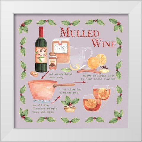 Mulled Wine Christmas White Modern Wood Framed Art Print by P.S. Art Studios