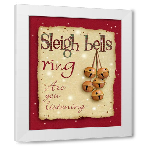 Sleigh Bells White Modern Wood Framed Art Print by P.S. Art Studios