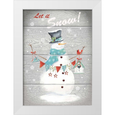 Let It Snow White Modern Wood Framed Art Print by P.S. Art Studios