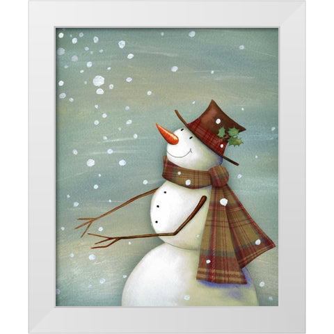 Christmas Magic Snowman White Modern Wood Framed Art Print by P.S. Art Studios