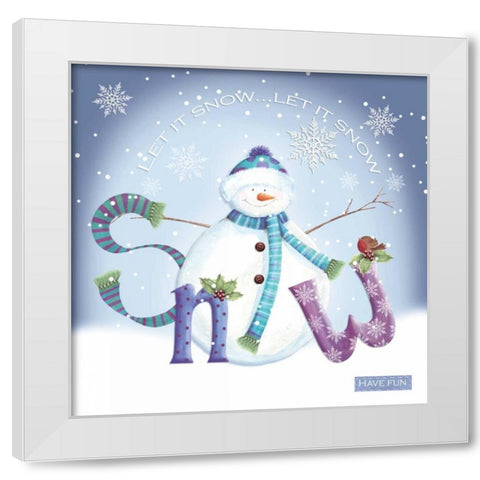 Snowman Snow White Modern Wood Framed Art Print by P.S. Art Studios