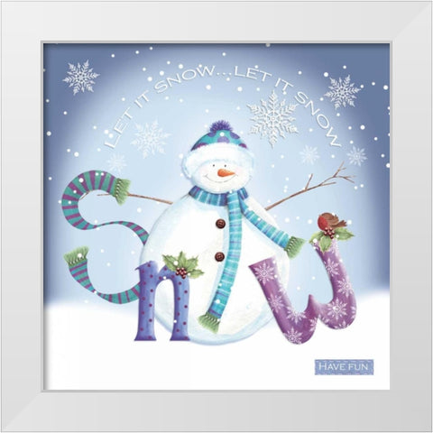 Snowman Snow White Modern Wood Framed Art Print by P.S. Art Studios