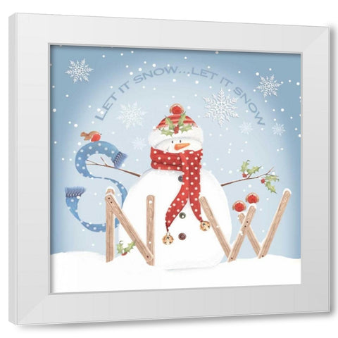 Snowman Snow White Modern Wood Framed Art Print by P.S. Art Studios