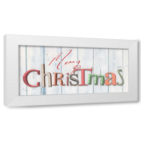 Merry Christmas White Modern Wood Framed Art Print by P.S. Art Studios