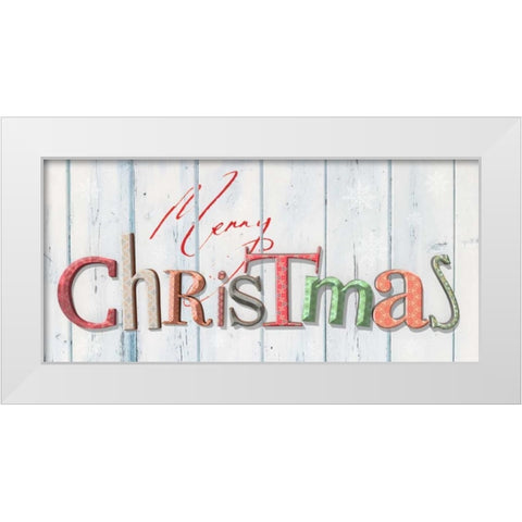 Merry Christmas White Modern Wood Framed Art Print by P.S. Art Studios