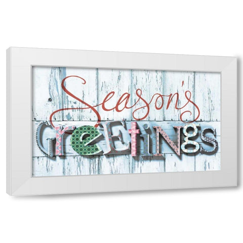Seasons Greetings White Modern Wood Framed Art Print by P.S. Art Studios