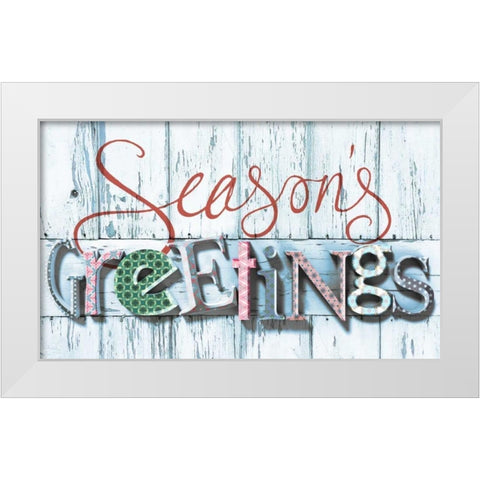 Seasons Greetings White Modern Wood Framed Art Print by P.S. Art Studios