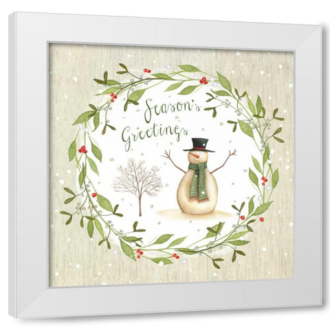Seasons Greetings White Modern Wood Framed Art Print by P.S. Art Studios