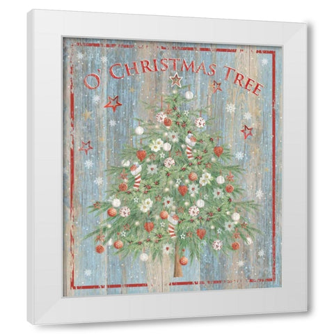 O Christmas Tree White Modern Wood Framed Art Print by P.S. Art Studios