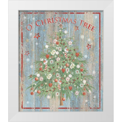 O Christmas Tree White Modern Wood Framed Art Print by P.S. Art Studios