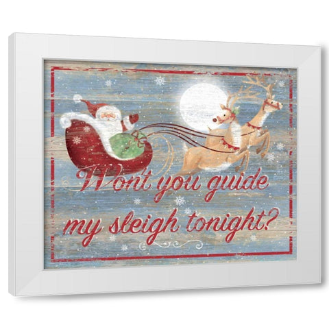 Guide My Sleigh White Modern Wood Framed Art Print by P.S. Art Studios