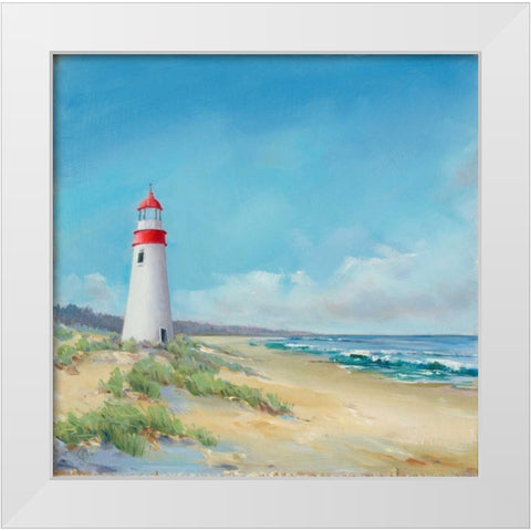 Lighthouse White Modern Wood Framed Art Print by P.S. Art Studios