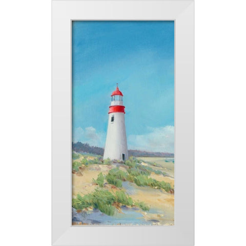 Lighthouse Tall White Modern Wood Framed Art Print by P.S. Art Studios