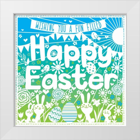 Happy Easter White Modern Wood Framed Art Print by P.S. Art Studios