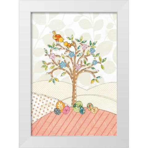 Spring Easter Tree White Modern Wood Framed Art Print by P.S. Art Studios
