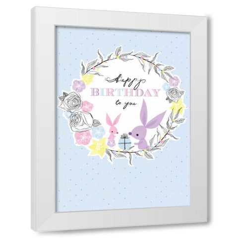 Happy Birthday White Modern Wood Framed Art Print by P.S. Art Studios