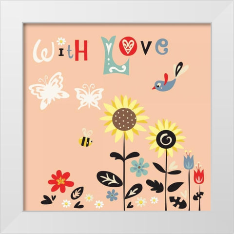With Love White Modern Wood Framed Art Print by P.S. Art Studios
